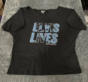 Elvis Presley Elvis Lives T Shirt Womens XL Black Graceland 2013 Cotton